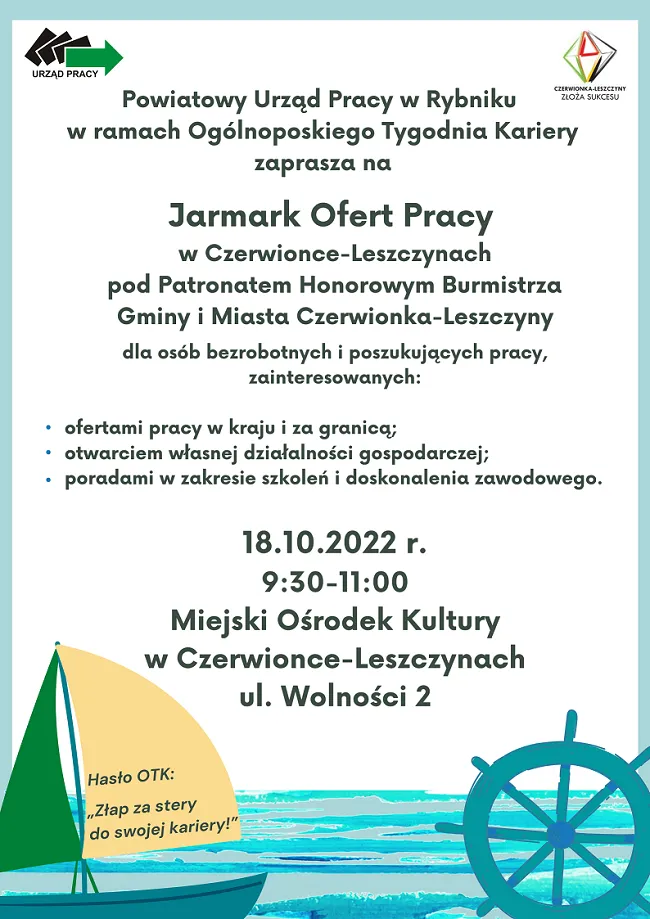 Zapraszamy na Jarmark Ofert Pracy w Czerwionce-Leszczynach