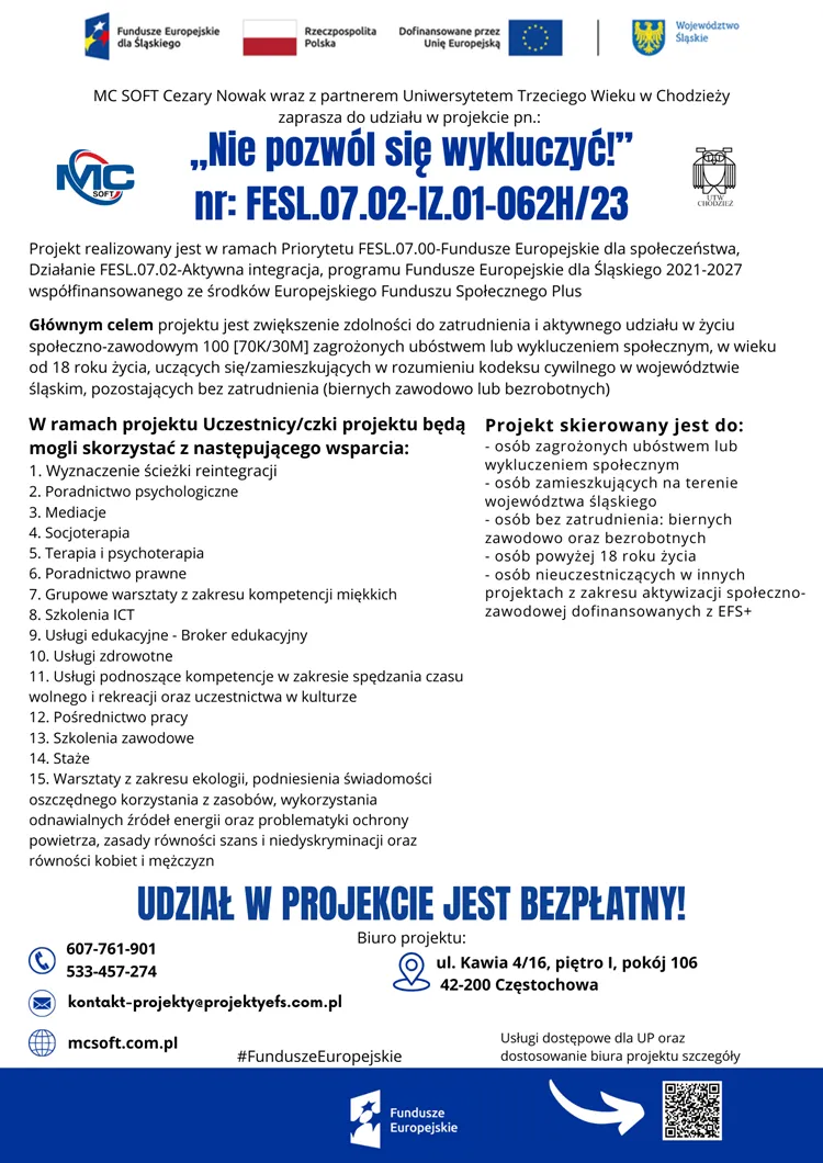 Zaproszenie do udziału w projekcie "Nie pozwól się wykluczyć!"