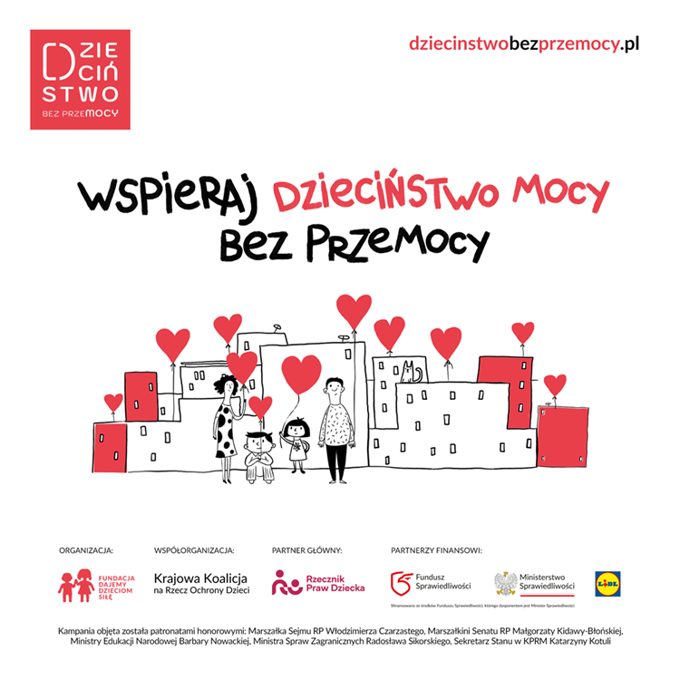 Plakat informacyjny kampanii Dzieciństwo Bez Przemocy