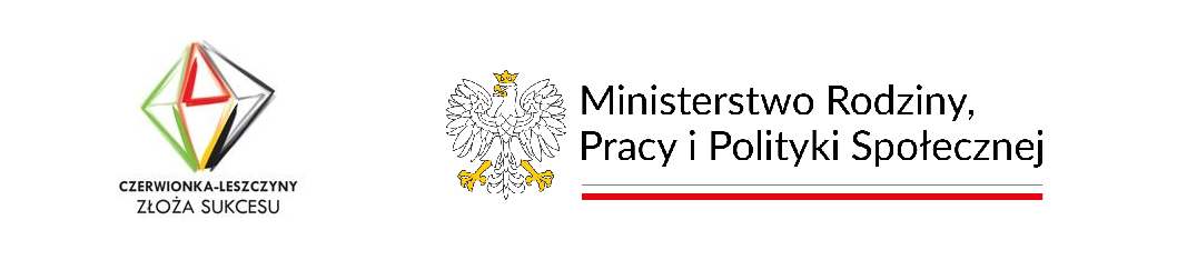 Logo Gminy i Miasta Czerwionka-Leszczyny (Czerwionka-Leszczyny. Złoża sukcesu) oraz Ministerstwa Rodziny, Pracy i Polityki Społecznej
