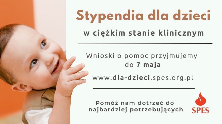 Plakat zachęcający do składania wniosków na stypendium dla dzieci w ciężkim stanie klinicznym